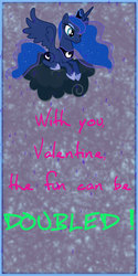 Size: 750x1500 | Tagged: safe, artist:jimmy--chan, princess luna, g4, female, solo, text, the fun has been doubled, valentine, valentine's day