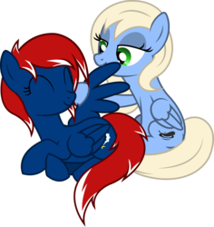 Size: 3000x3181 | Tagged: safe, artist:outlawedtofu, oc, oc only, oc:snap roll, oc:tailwind, pegasus, pony, fallout equestria, fallout equestria: frozen skies, high res, preening