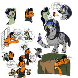 Size: 1024x1024 | Tagged: safe, artist:rinsowaty, artist:sourcherry, oc, oc only, oc:pretty wreck, pony, unicorn, zebra, fallout equestria, colored, female, filly, greaser