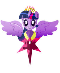 Size: 400x486 | Tagged: safe, artist:ii-art, twilight sparkle, alicorn, pony, g4, female, horn, jewelry, lineless, looking at you, mare, regalia, simple background, smiling, solo, spread wings, tiara, transparent background, twilight sparkle (alicorn), wings