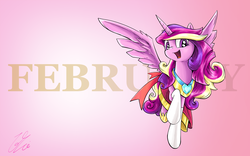 Size: 4000x2500 | Tagged: dead source, safe, artist:lovelyneckbeard, princess cadance, g4, clothes, dress, female, looking at you, open mouth, raised hoof, smiling, socks, solo, spread wings
