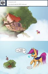 Size: 1400x2173 | Tagged: safe, artist:darkflame75, scootaloo, g4, clubhouse, comic, crusaders clubhouse, female, solo, species swap, student of the night, tumblr