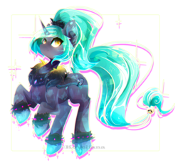 Size: 1949x1843 | Tagged: safe, artist:koveliana, oc, oc only, oc:crystal whip, crystal pony, pony, unicorn, chromatic aberration, color porn, solo