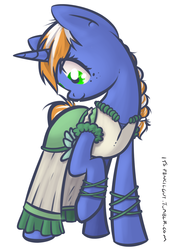 Size: 1233x1821 | Tagged: safe, artist:itspencilguy, oc, oc only, oc:alloy shaper, pony, unicorn, fallout equestria, fallout equestria: wasteland economics, clothes, cute, dress, female, mare, raised hoof, simple background, solo, white background