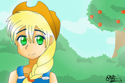 Size: 1200x800 | Tagged: dead source, safe, artist:shgurr, applejack, human, g4, female, humanized, solo