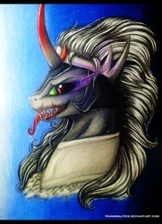 Size: 2000x2767 | Tagged: safe, artist:lanteria, king sombra, g4, high res, male, solo, traditional art