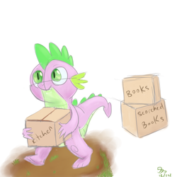 Size: 1000x1000 | Tagged: safe, artist:wafflecannon, spike, g4, atg 2014, boxes, male, moving, solo