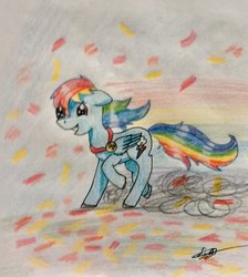 Size: 1024x1144 | Tagged: safe, artist:ditzymuffin13, rainbow dash, g4, atg 2014, autumn, female, running, solo, traditional art