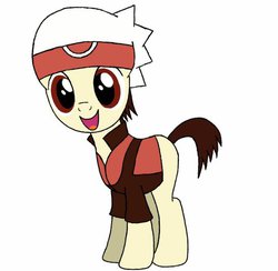 Size: 600x586 | Tagged: safe, artist:blondenobody, earth pony, pony, blank flank, cute, male, pokémon, pokémon adventures, ponified, ruby (pokémon), solo