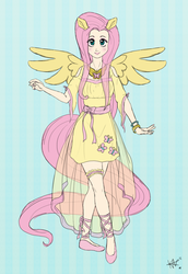 Size: 600x873 | Tagged: safe, artist:lovelykouga, fluttershy, human, g4, eared humanization, female, humanized, solo, tailed humanization, winged humanization