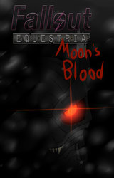 Size: 1280x2005 | Tagged: safe, artist:lightning5trike, artist:slouping, cyborg, fallout equestria, fallout equestria: moon's blood, cover art, fangs, glowing eyes, looking at you, snow, snowfall