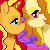 Size: 50x50 | Tagged: safe, artist:jacky-bunny, adagio dazzle, sunset shimmer, pony, equestria girls, g4, my little pony equestria girls: rainbow rocks, animated, equestria girls ponified, female, icon, kissing, lesbian, ponified, ship:sunsagio, shipping