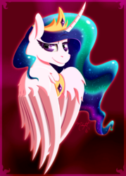 Size: 1429x2000 | Tagged: safe, artist:midnightsix3, princess celestia, g4, curved horn, female, horn, smiling, solo