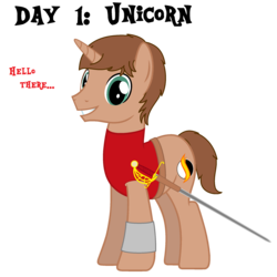 Size: 2200x2200 | Tagged: safe, artist:peternators, oc, oc only, oc:heroic armour, pony, unicorn, high res, ms paint, rapier, red mage, solo, sword, text