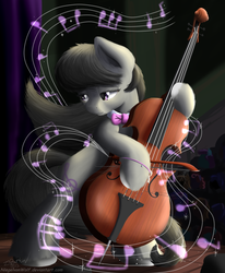 Size: 3700x4500 | Tagged: safe, artist:niegelvonwolf, octavia melody, g4, cello, female, music, music notes, musical instrument, performance, solo, stage