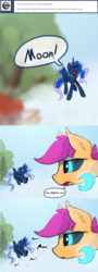 Size: 1400x3897 | Tagged: safe, artist:darkflame75, princess luna, scootaloo, bat pony, pony, g4, bat ponified, race swap, scootabat, student of the night, tumblr