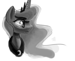 Size: 1280x1042 | Tagged: safe, artist:darkflame75, princess luna, lunadoodle, g4, female, monochrome, portrait, solo