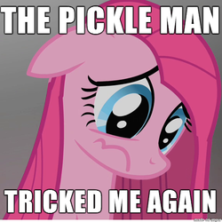 Size: 512x512 | Tagged: safe, pinkie pie, g4, chris chan, image macro, meme, pickle, pinkamena diane pie, sad