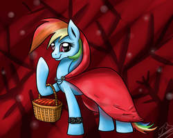 Size: 1000x800 | Tagged: safe, artist:yummiestseven65, rainbow dash, pony, g4, little red riding hood, parody, solo