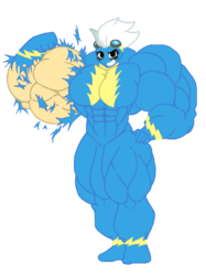 Size: 524x699 | Tagged: safe, artist:minimannitaur, fleetfoot, human, g4, bodysuit, clothes, female, fetish, fleetflex, flexing, grin, humanized, muscle fetish, muscles, my muscle pony, ripping clothes, simple background, smiling, solo, transparent background, wonderbolts uniform
