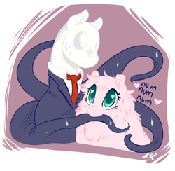 Size: 799x780 | Tagged: safe, artist:mlpfwb, oc, oc:fluffle puff, heart, nom, ponified, slenderman, slendermane, sweat