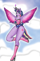 Size: 1024x1566 | Tagged: safe, artist:odiz, twilight sparkle, anthro, g4, beautiful, bedroom eyes, boots, breasts, cleavage, cosplay, curvy, cute, eyeshadow, female, high heel boots, impossibly wide hips, jewelry, legs, lipstick, makeup, purple eyes, purple hair, shoes, solo, superhero, twilight sparkle (alicorn), wide hips, wonder woman