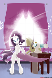 Size: 1200x1800 | Tagged: safe, artist:da3rd, rarity, pony, g4, bipedal, glasses, sewing, sewing machine