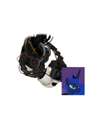 Size: 816x1056 | Tagged: safe, derpibooru exclusive, screencap, princess luna, g4, 1000 hours in ms paint, crossover, female, glados, ms paint, portal 2, solo