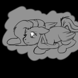 Size: 1000x1000 | Tagged: safe, artist:stockingstreams, fluttershy, g4, crying, female, grayscale, monochrome, sad, solo