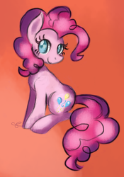 Size: 551x786 | Tagged: safe, artist:chiuuchiuu, pinkie pie, g4, female, happy, pastel, simple background, solo