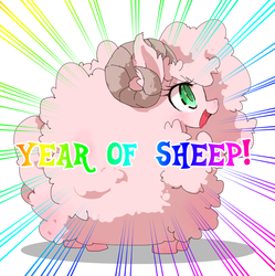 Size: 800x804 | Tagged: safe, artist:kolshica, oc, oc only, oc:fluffle puff, sheep, clothes, costume, horns, open mouth, solo, year of the sheep
