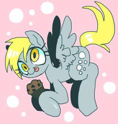 Size: 510x534 | Tagged: dead source, safe, artist:semi-kon, derpy hooves, pegasus, pony, g4, female, mare, muffin, solo