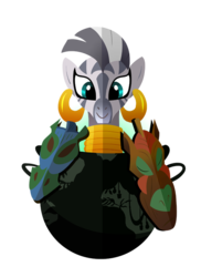 Size: 500x685 | Tagged: safe, artist:ii-art, zecora, pony, zebra, g4, ear piercing, earring, female, jewelry, lineless, looking at you, mare, mask, neck rings, piercing, smiling, solo