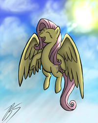 Size: 1600x2000 | Tagged: safe, artist:blablashmo, fluttershy, g4, eyes closed, female, flying, solo