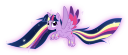 Size: 3735x1593 | Tagged: safe, artist:xebck, twilight sparkle, alicorn, pony, g4, colored wings, female, multicolored hair, multicolored wings, rainbow hair, rainbow power, rainbow power-ified, rainbow tail, rainbow wings, solo, twilight sparkle (alicorn), wings