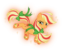 Size: 3670x2478 | Tagged: safe, artist:xebck, applejack, earth pony, pony, g4, female, high res, multicolored hair, rainbow hair, rainbow power, rainbow power-ified, rainbow tail, simple background, solo, transparent background, vector