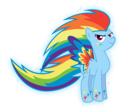 Size: 2792x2483 | Tagged: safe, artist:xebck, rainbow dash, pegasus, pony, g4, colored wings, dragon ball, female, high res, mare, multicolored hair, multicolored wings, rainbow hair, rainbow power, rainbow tail, rainbow wings, simple background, solo, super saiyan, transparent background, vector