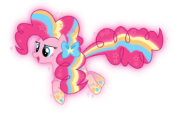 Size: 2322x1499 | Tagged: safe, artist:xebck, pinkie pie, earth pony, pony, g4, bow, female, gradient hooves, hair bow, multicolored hair, rainbow hair, rainbow power, rainbow power-ified, rainbow tail, simple background, solo, transparent background, vector