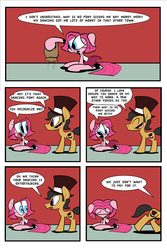 Size: 1280x1912 | Tagged: safe, artist:joeywaggoner, the clone that got away, g4, too many pinkie pies, comic, diane, hat, pinkie clone, top hat