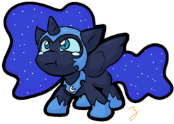 Size: 680x483 | Tagged: safe, artist:zutcha, nightmare moon, alicorn, pony, g4, cute, female, filly, nightmare woon, solo