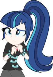Size: 400x579 | Tagged: safe, artist:alkonium, shining armor, sonata dusk, equestria girls, g4, clothes, clothes swap, frown, gleaming shield, high ponytail, long hair, palette swap, ponytail, recolor, rule 63, shining sonata, simple background, skirt, transparent background, vector