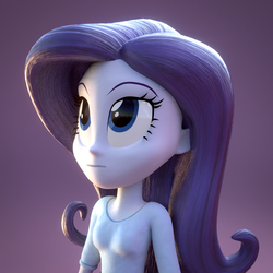 Size: 810x810 | Tagged: safe, artist:creatorofpony, rarity, equestria girls, g4, 3d, 3d model, alternate hairstyle, female, looking up, solo