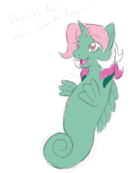 Size: 250x313 | Tagged: safe, artist:kourabiedes, fizzy, sea pony, ask fizzy, g1, ask, female, race swap, shoo be doo, solo, tumblr