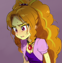 Size: 651x660 | Tagged: safe, artist:baekgup, adagio dazzle, equestria girls, g4, my little pony equestria girls: rainbow rocks, adoragio, blushing, cleavage, cute, female, gem, siren gem, solo, sweat