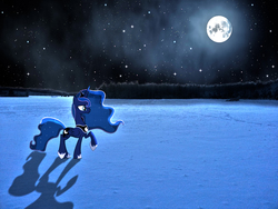 Size: 3264x2448 | Tagged: artist needed, safe, princess luna, g4, female, full moon, high res, moon, night, photoshop, snow, solo, stars, winter