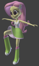 Size: 576x969 | Tagged: safe, artist:creatorofpony, fluttershy, equestria girls, g4, 3d, 3d model, armpits, blender, boots, clothes, female, skirt, solo, tank top