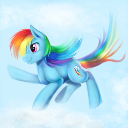 Size: 660x660 | Tagged: safe, artist:tgom, rainbow dash, g4, cloud, cloudy, female, sky, smiling, solo