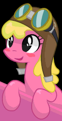 Size: 544x1056 | Tagged: safe, artist:ggumbaramggun, cherry berry, pony, g4, animated, aviator goggles, aviator hat, eye shimmer, female, happy, solo