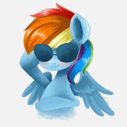 Size: 419x419 | Tagged: dead source, safe, artist:art-by-flier, rainbow dash, g4, female, solo, sunglasses