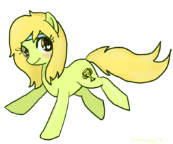 Size: 1024x850 | Tagged: safe, artist:moekonya, oc, oc only, oc:spirit fields, earth pony, pony, bandana, blonde, runner, solo